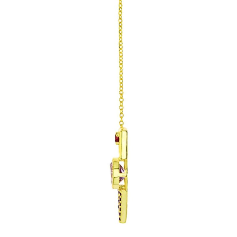 Sterling Silver Yellow Multi Color Geometry 18" Necklace