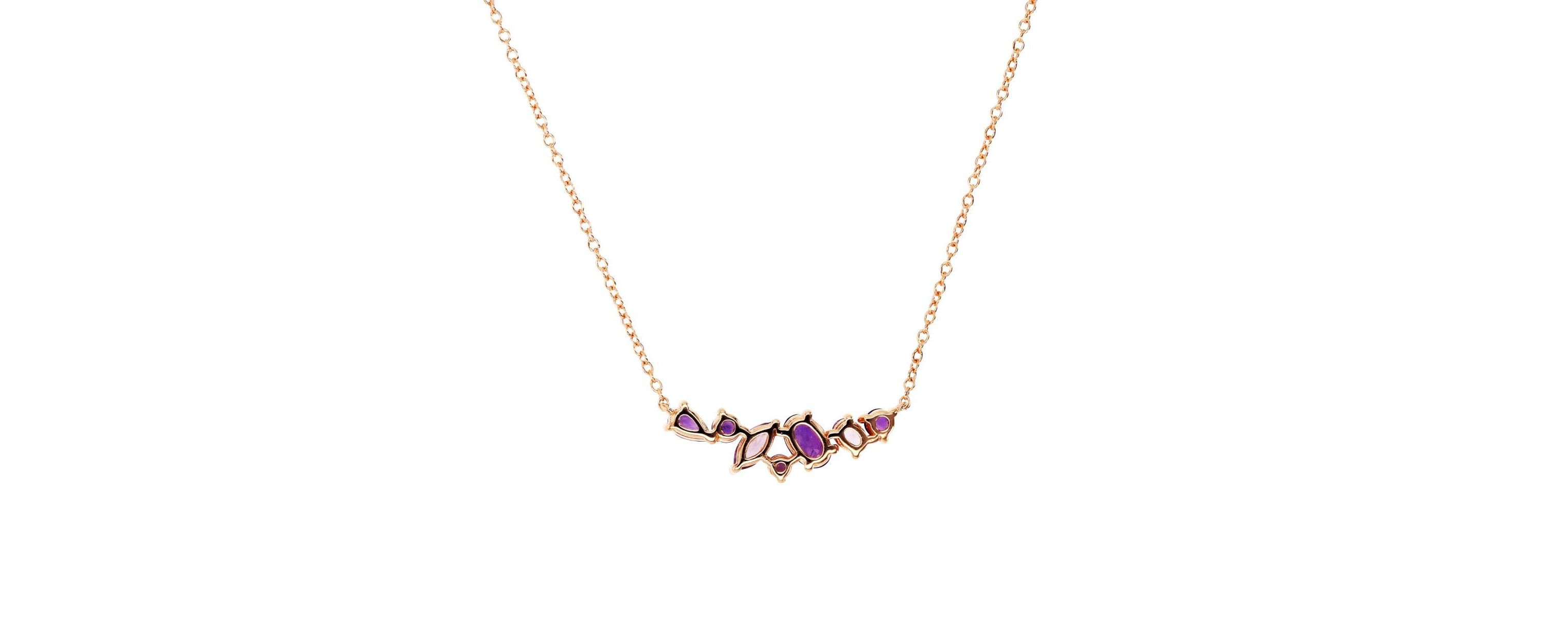 Sterling Silver Rose Multi Cut Shades of Pink 18" Necklace