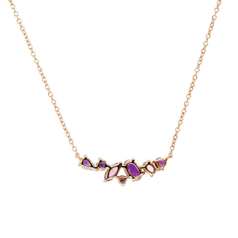 Sterling Silver Rose Multi Cut Shades of Pink 18" Necklace