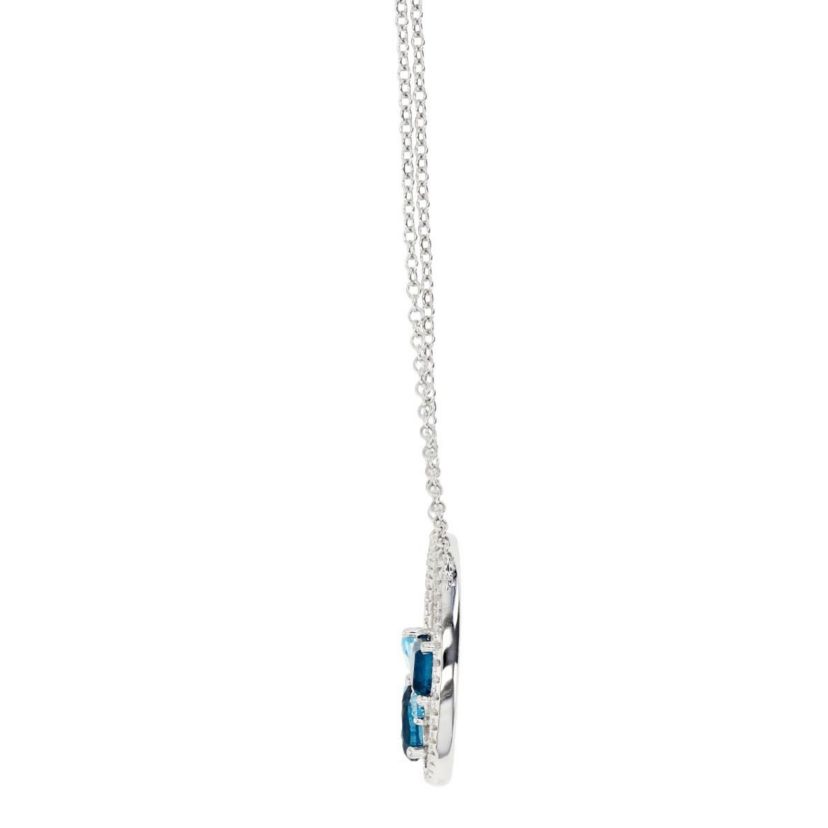 Sterling Silver Rhodium Shades of Blue Circle 18" Necklace