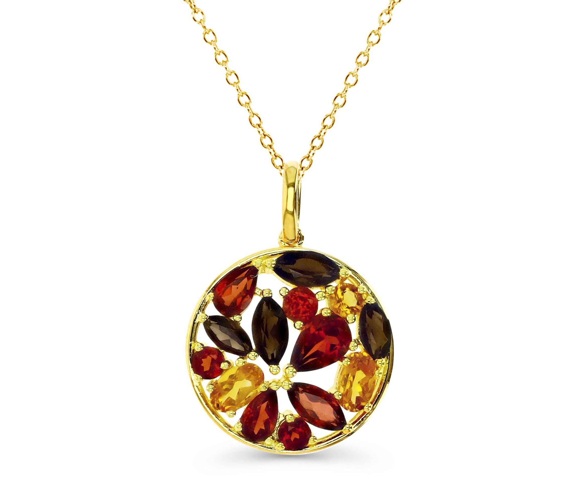 Sterling Silver Yellow Earth Tones Circle 18" Necklace