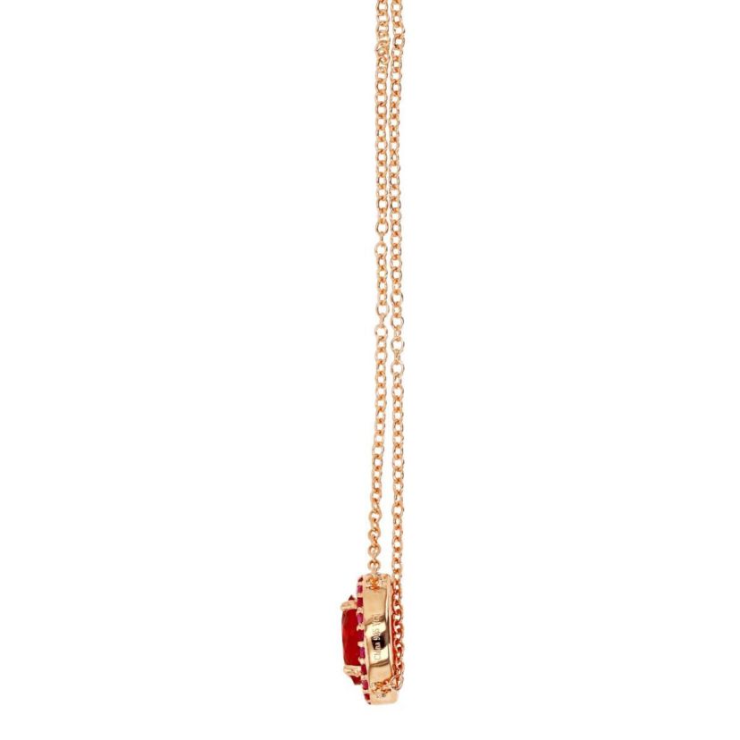Sterling Silver Rose Oval Ruby and Created Pink Sapphire 18" Necklace