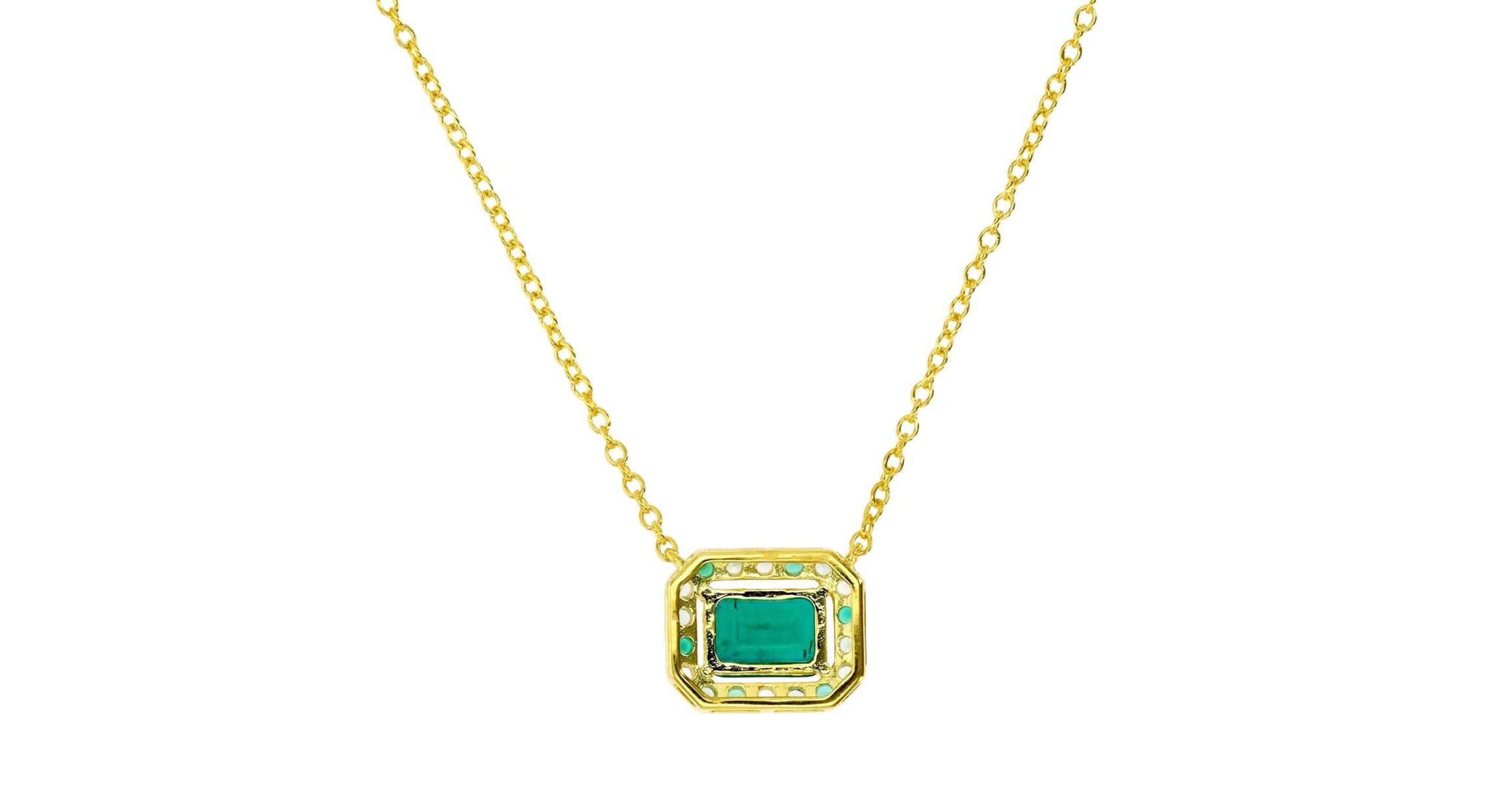 Sterling Silver Yellow Created Emerald and Created White Sapphire 18" Necklace