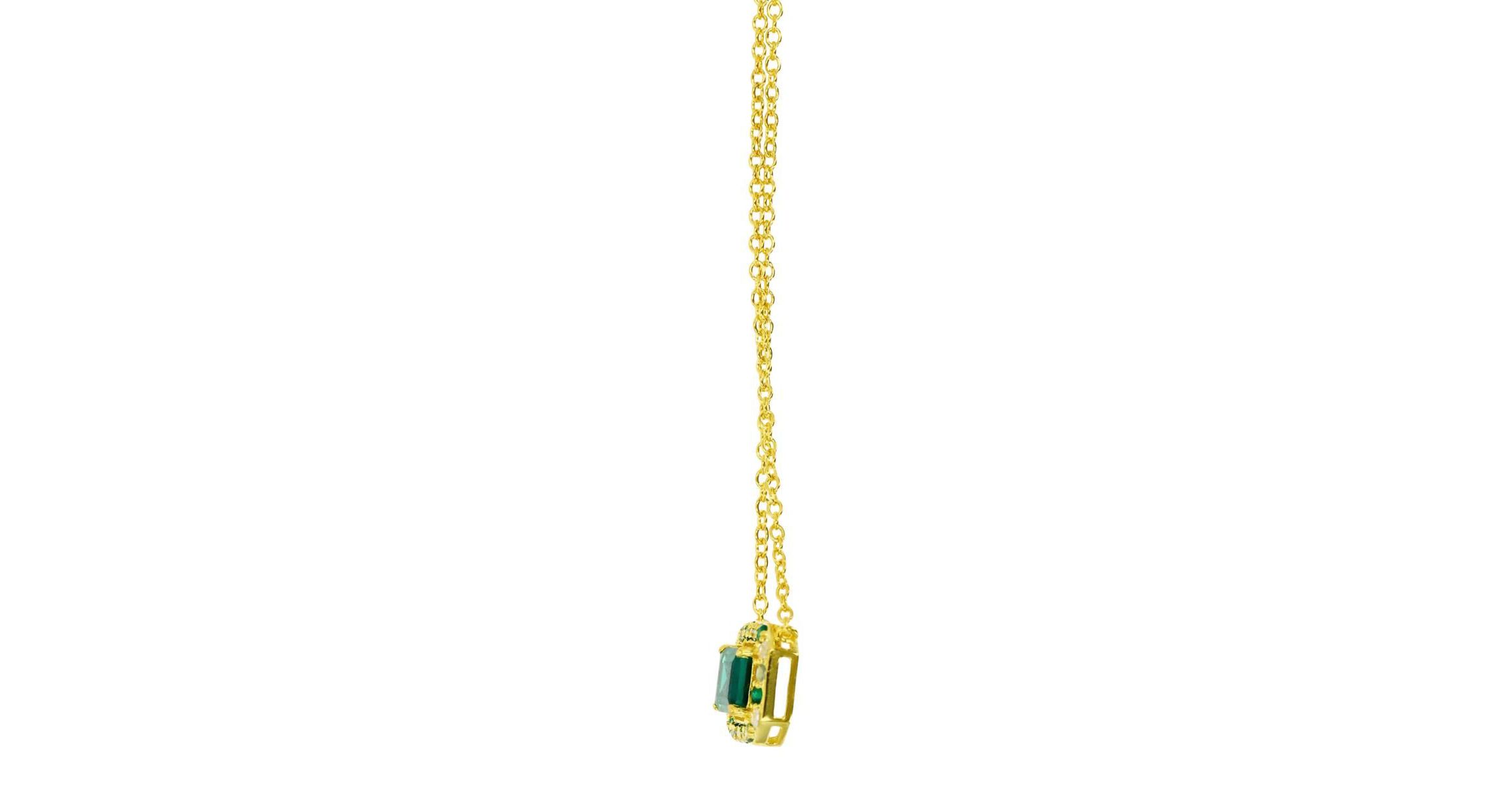 Sterling Silver Yellow Created Emerald and Created White Sapphire 18" Necklace