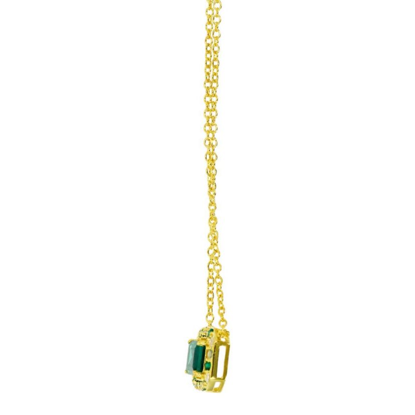 Sterling Silver Yellow Created Emerald and Created White Sapphire 18" Necklace