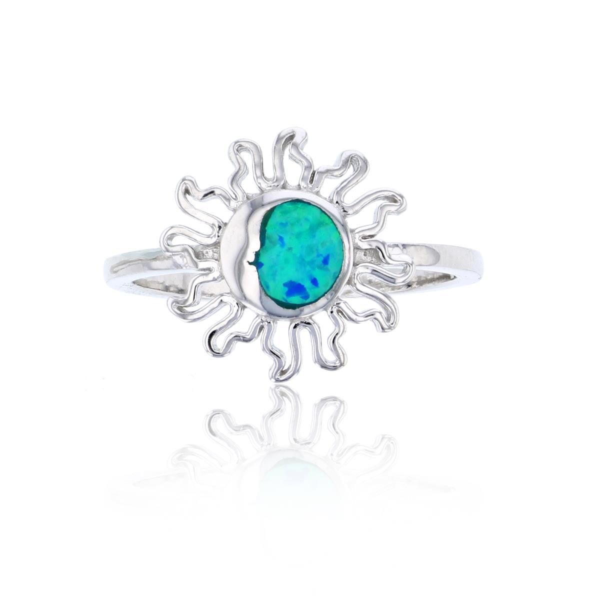 Lab Created Sterling Silver Created Opal Sun Ring
