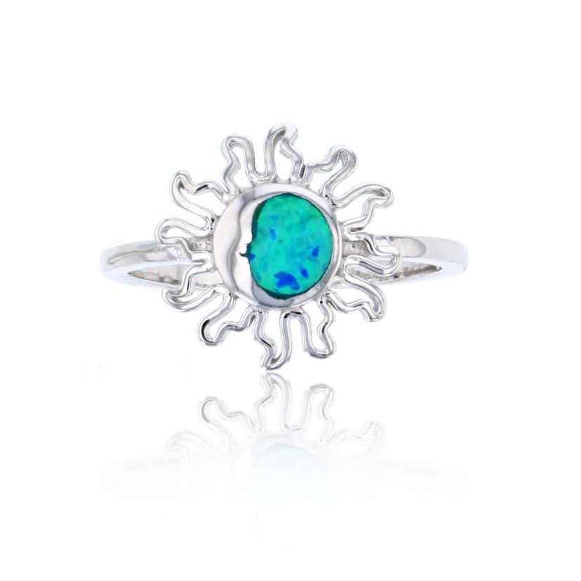 Lab Created Sterling Silver Created Opal Sun Ring