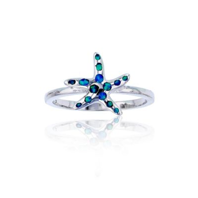Bijoux Du Soleil Lab Created Sterling Silver Created Opal Starfish Ring, 7
