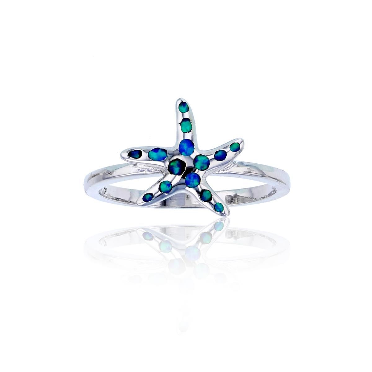 Lab Created Sterling Silver Created Opal Starfish Ring