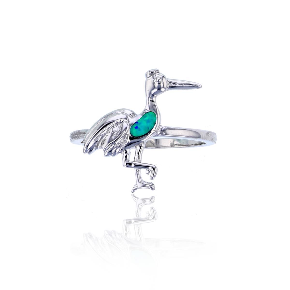Lab Created Sterling Silver Created Opal Pelican Ring