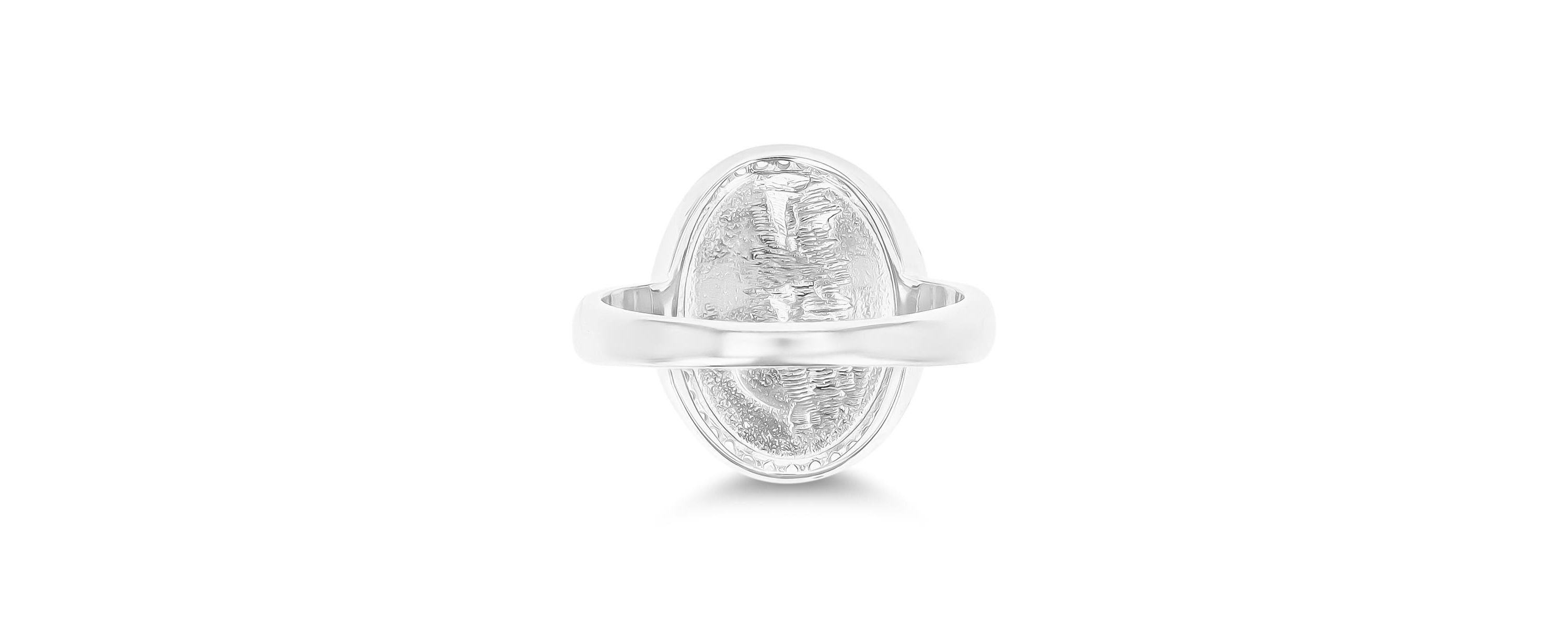 Sterling Silver Rhodium Larimar & CZ Halo Fashion Ring