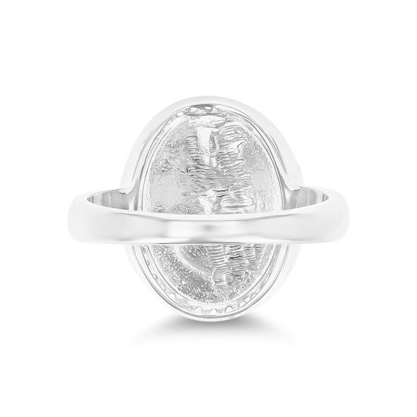 Sterling Silver Rhodium Larimar & CZ Halo Fashion Ring