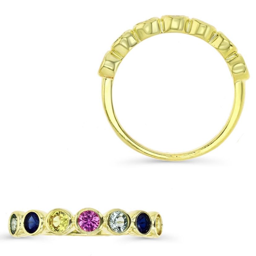 Sterling Silver Yellow Multi Color Eternity Ring