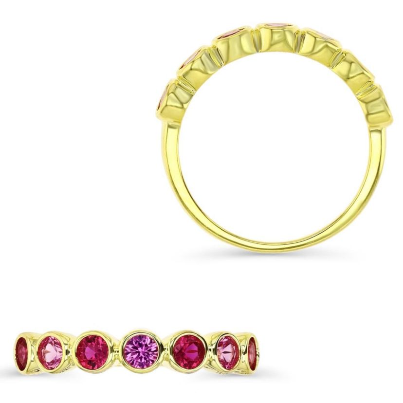 Sterling Silver Yellow Created Ruby and Created Pink Sapphire Eternity Ring
