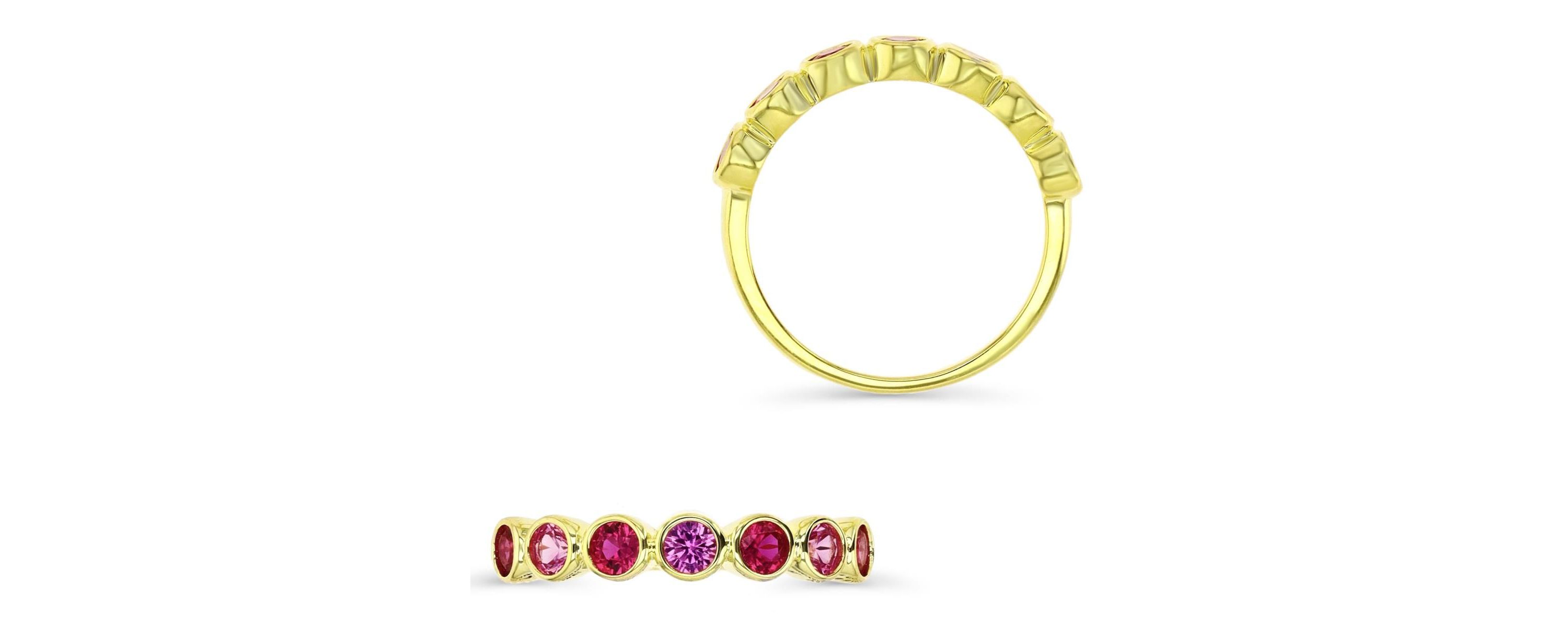 Sterling Silver Yellow Created Ruby and Created Pink Sapphire Eternity Ring
