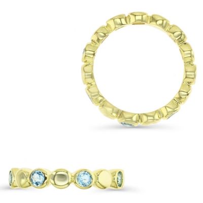 LULEA Sterling Silver Yellow Alt Blue Topaz and Metal Eternity Ring, 7