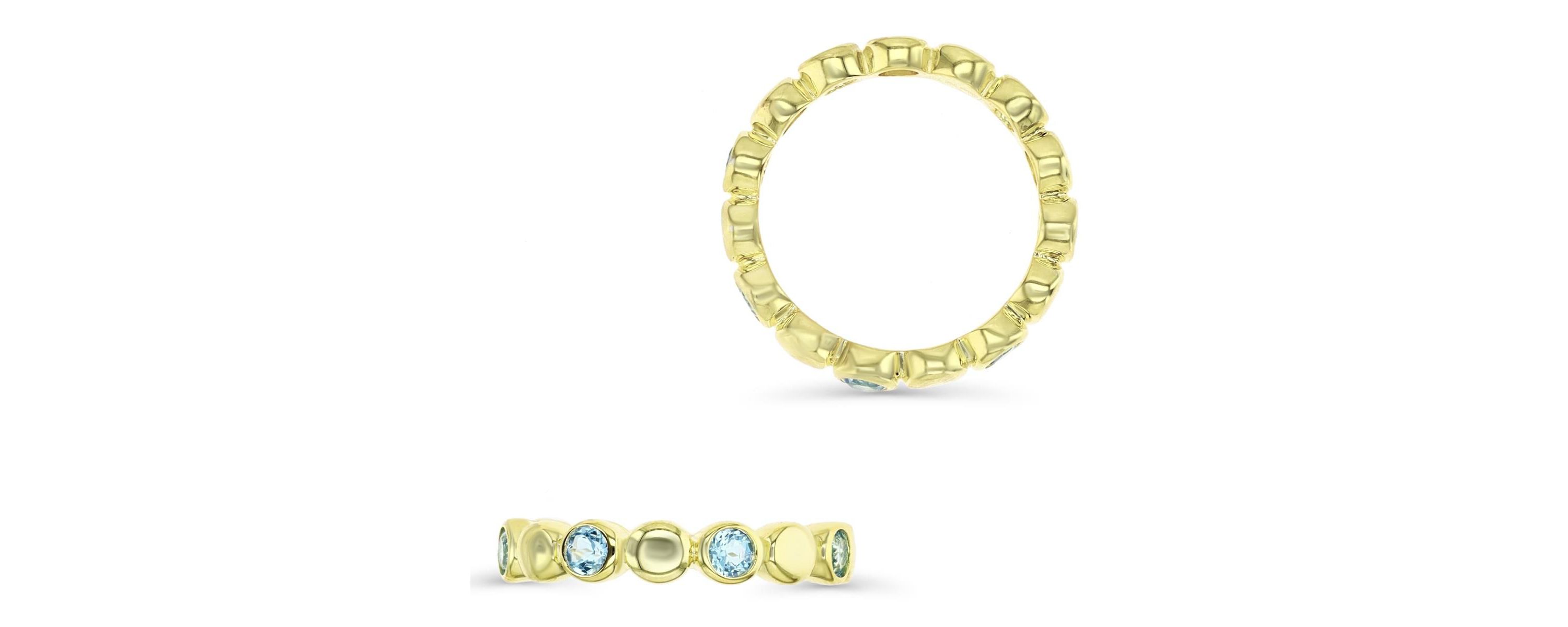 Sterling Silver Yellow Alt Blue Topaz and  Metal Eternity Ring