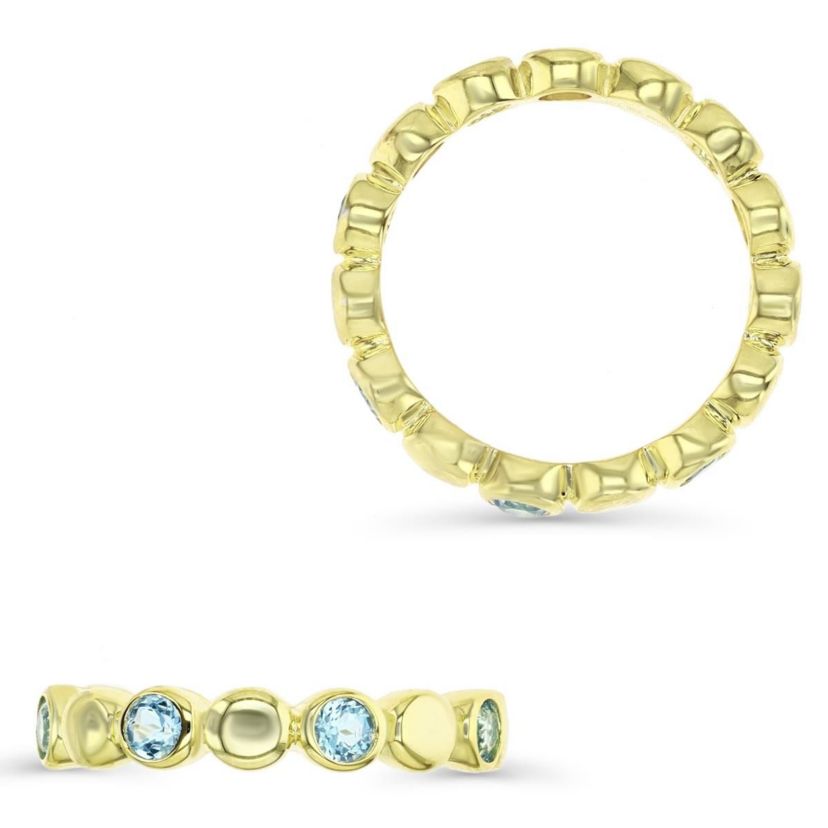 Sterling Silver Yellow Alt Blue Topaz and  Metal Eternity Ring