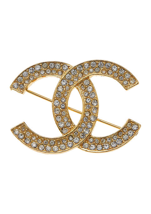 Chanel Gold Crystal CC Pin - FINAL SALE, NO RETURNS