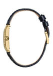 Womens Swiss Classics Carree Diamond Black Leather Strap Watch