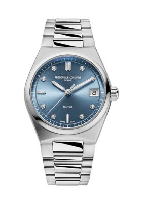 Frederique Constant Swiss Women's Highlife Diamond Accent Silver-Tone Stainless Steel Bracelet Watch, 31 Millimeter