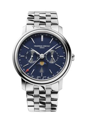Frederique Constant Swiss Men's Classic Business Timer Chronograph Silver-Tone Stainless Steel Bracelet Watch, 40 Millimeter