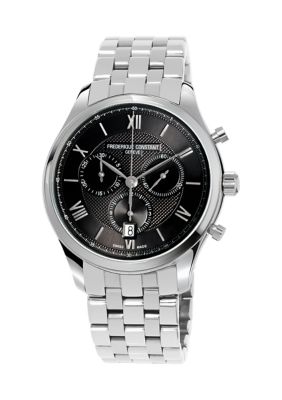 Frederique Constant Men's Swiss Silver-Tone Stainless Steel Bracelet Watch