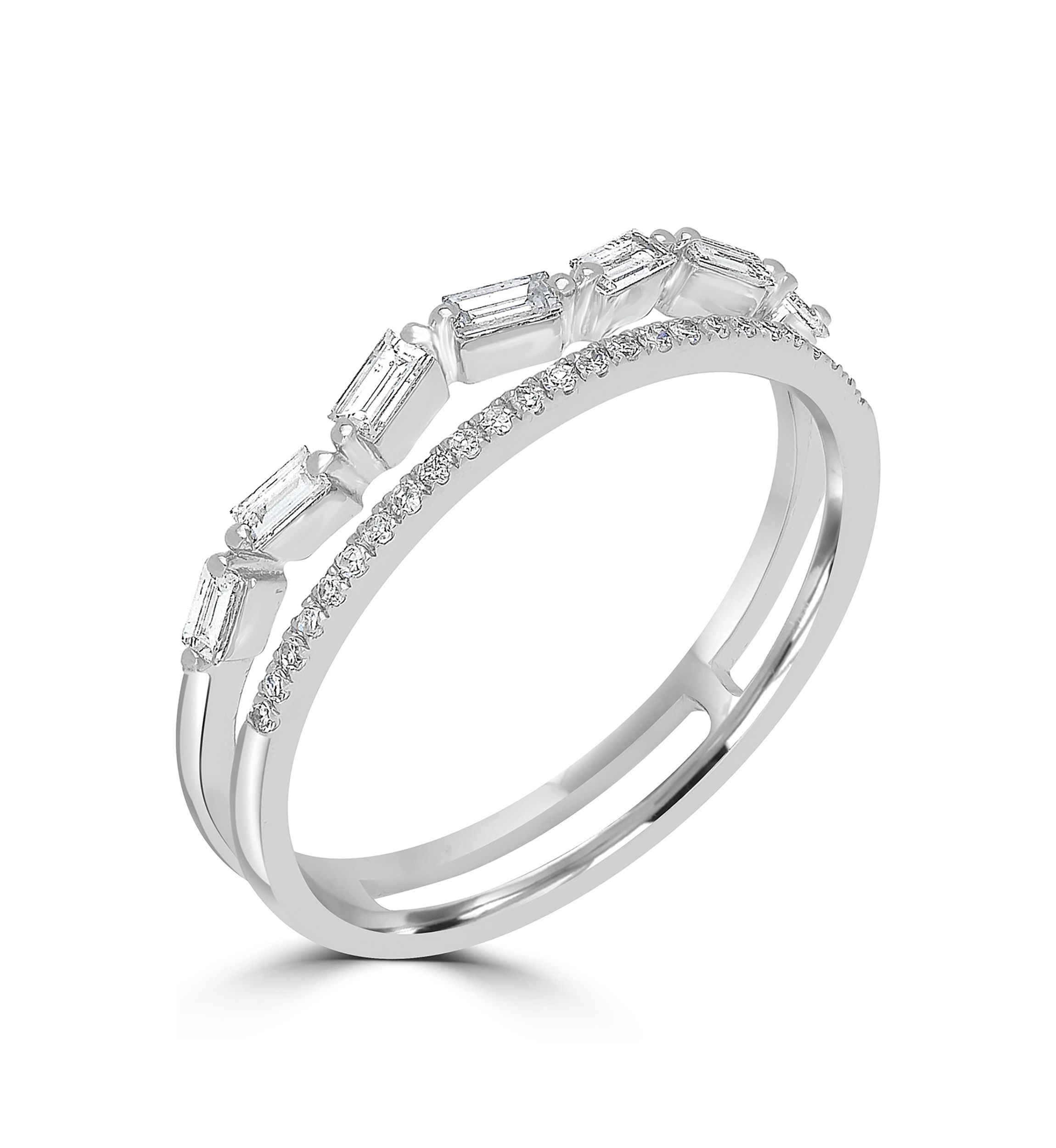 1/3 ct. t.w. Diamond Double Band Ring in 14K White Gold