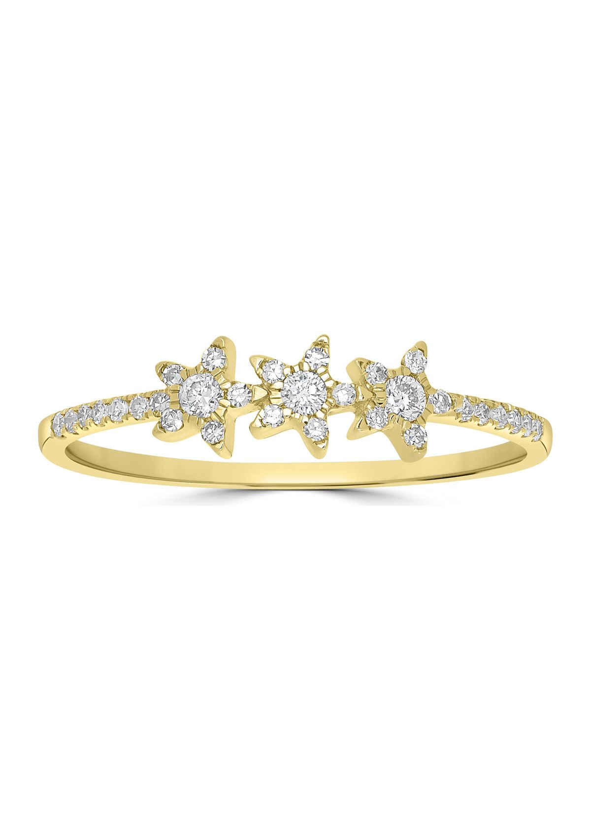 1/6 ct. t.w. Diamond 3 Star Ring in 14K Yellow Gold