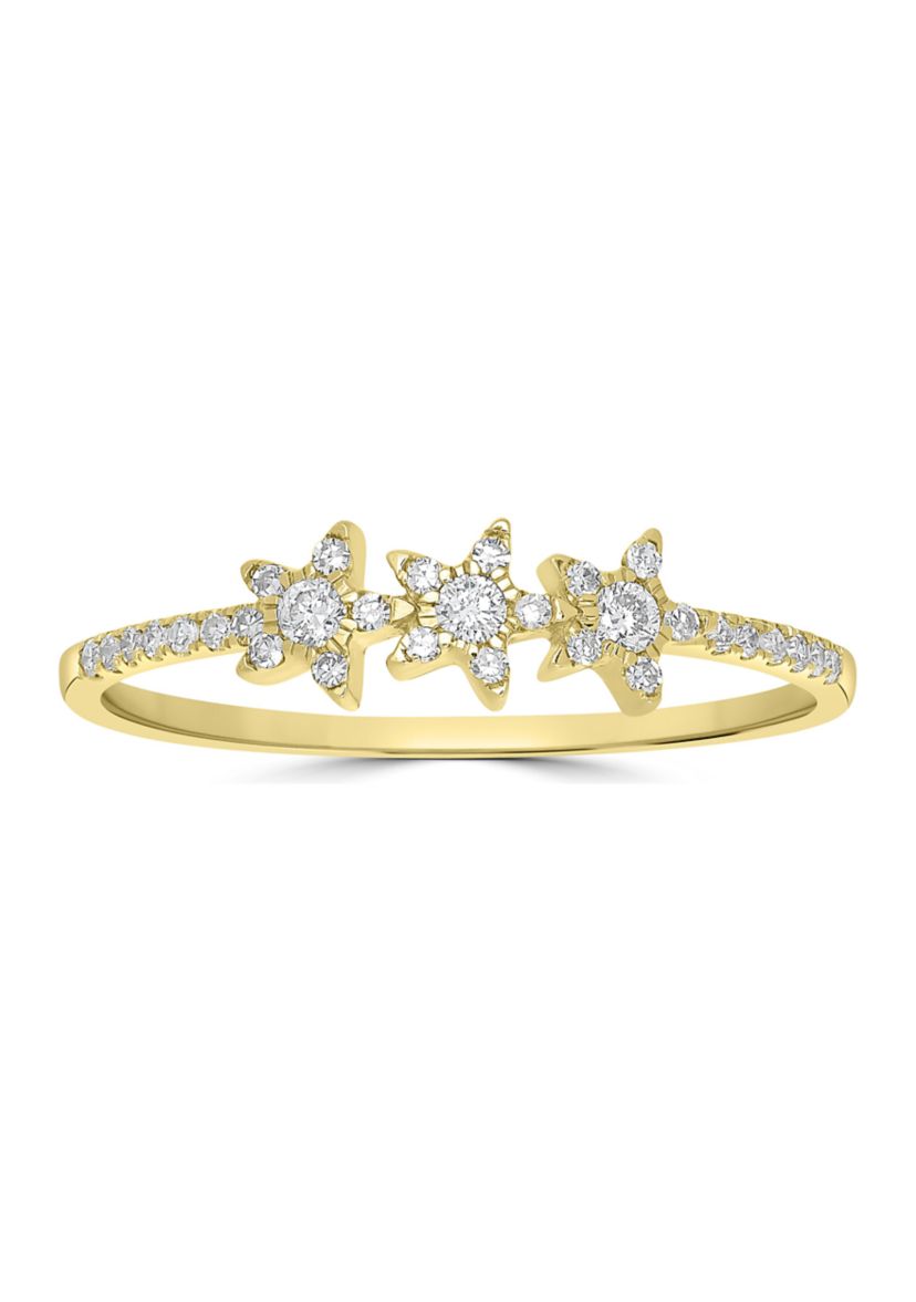 1/6 ct. t.w. Diamond 3 Star Ring in 14K Yellow Gold