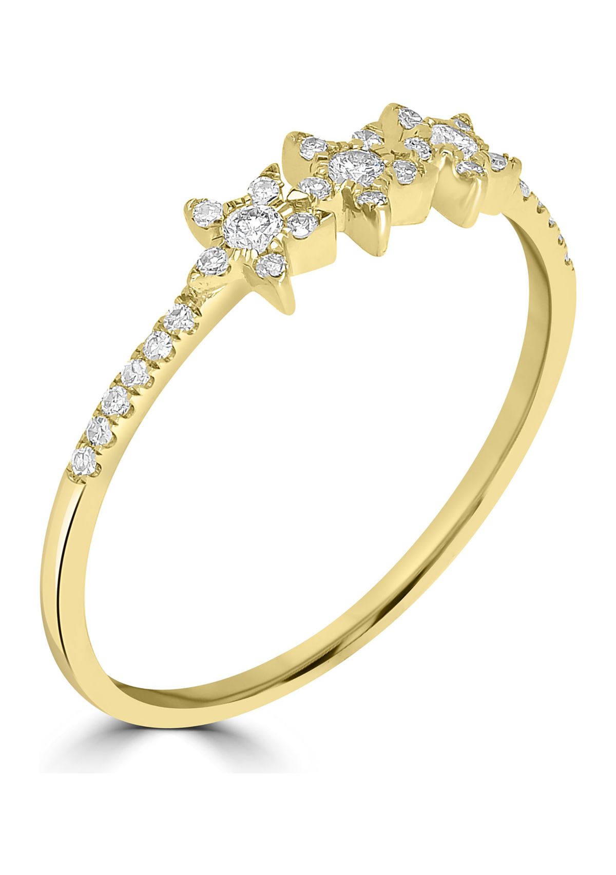 1/6 ct. t.w. Diamond 3 Star Ring in 14K Yellow Gold