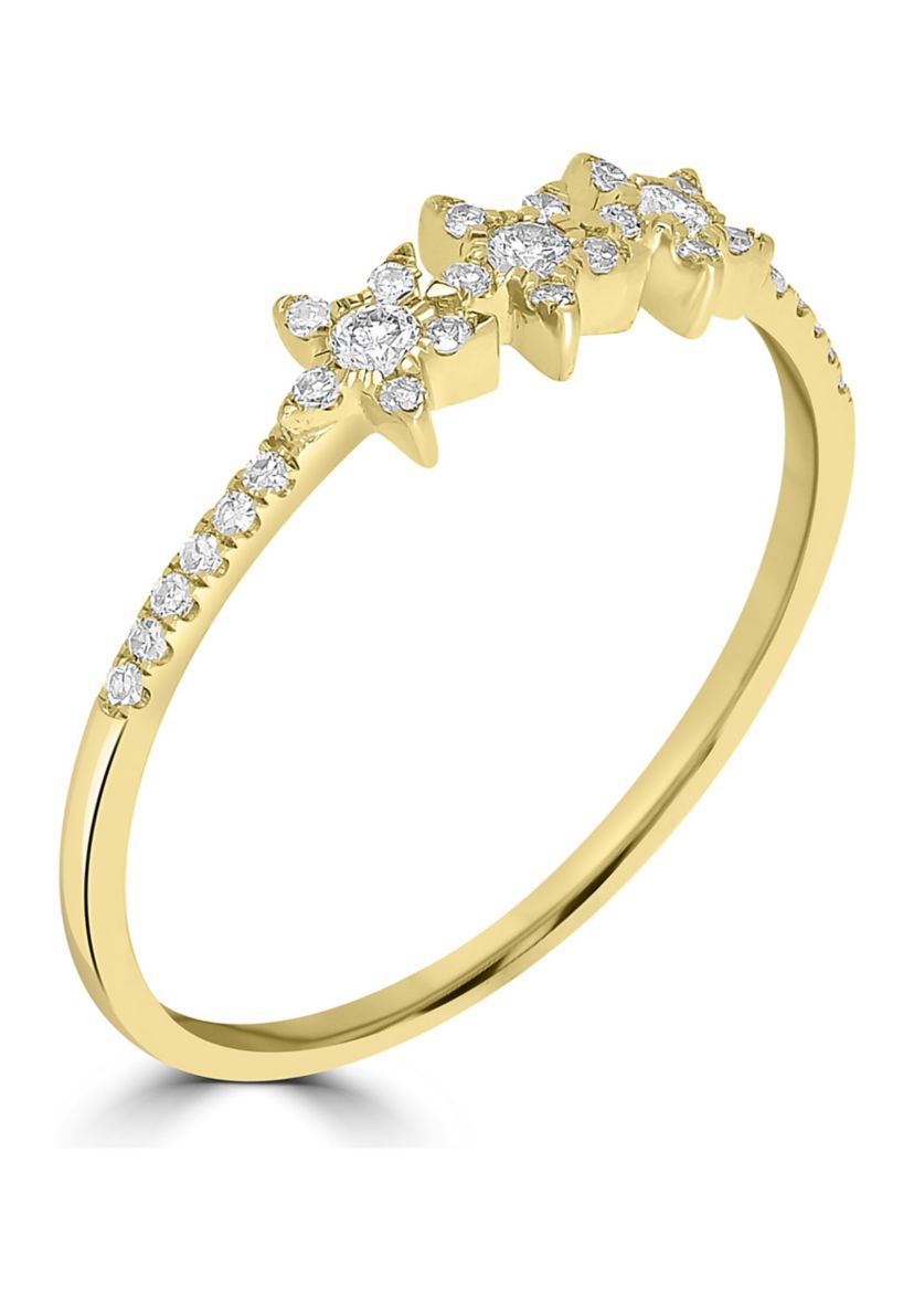 1/6 ct. t.w. Diamond 3 Star Ring in 14K Yellow Gold