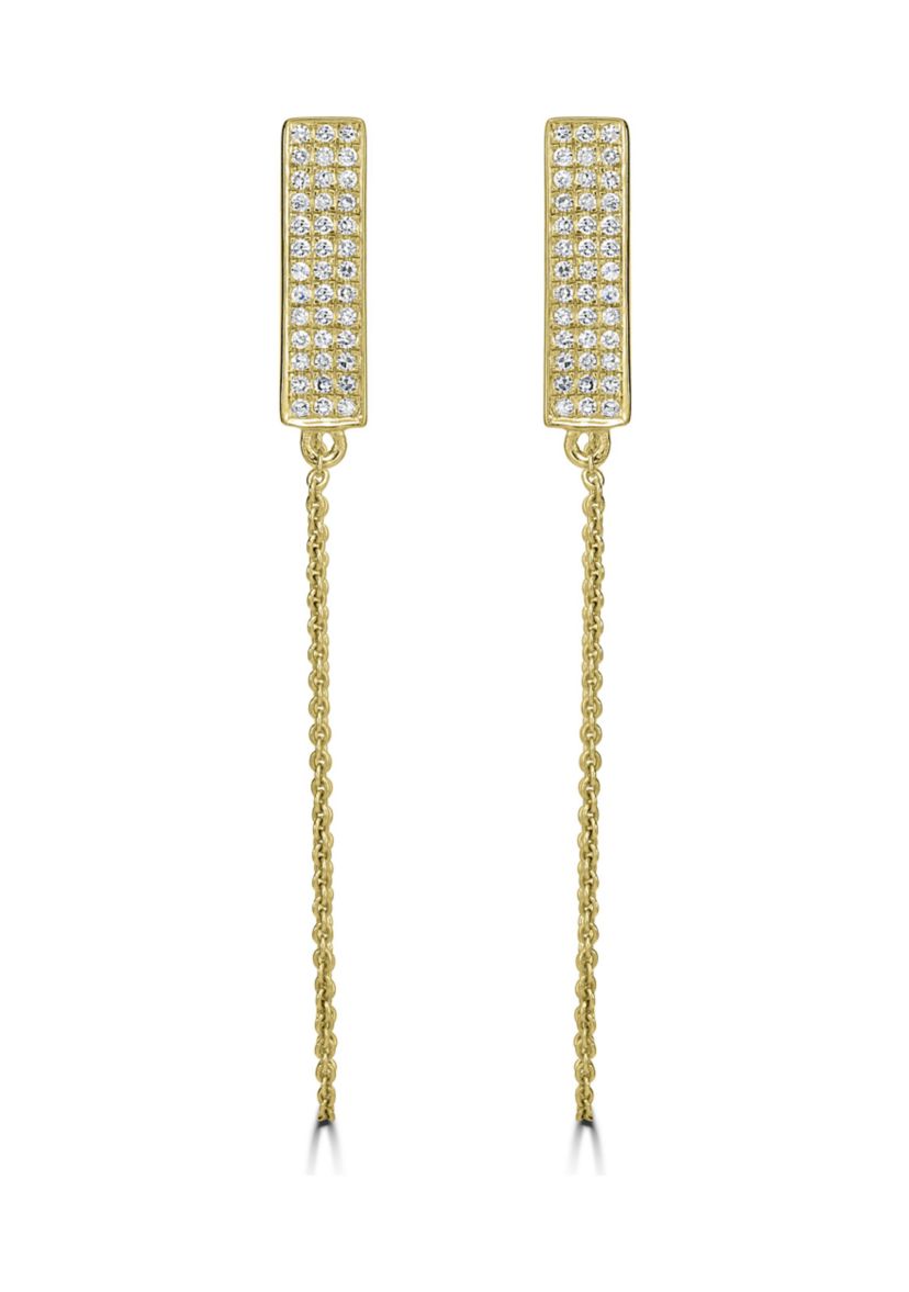 1/4 ct. t.w. Diamond Chain Drop Earrings in 14K Yellow Gold