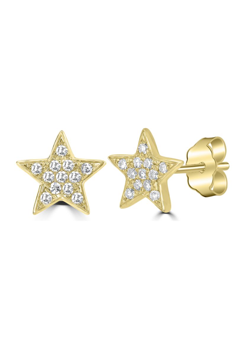1/10 ct. t.w. Diamond Star Stud Earrings in 14K Yellow Gold