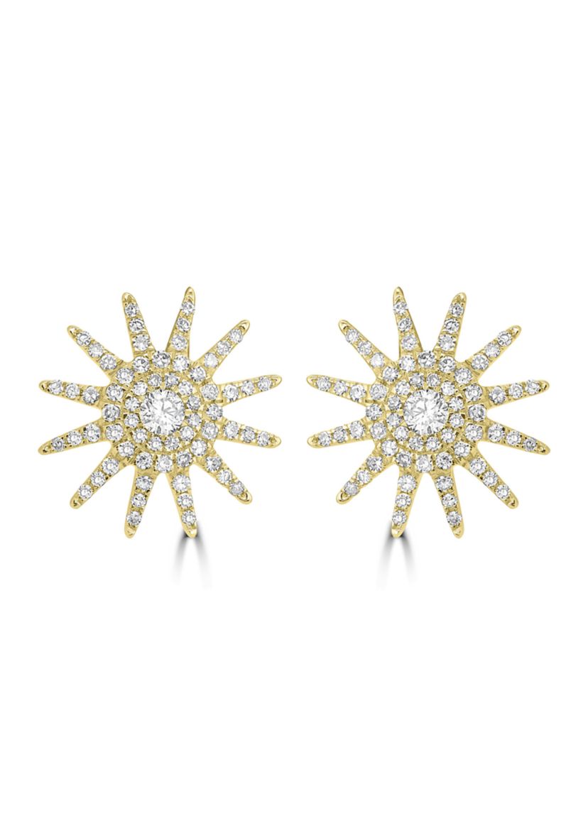 3/8 ct. t.w. Diamond Starburst Stud Earrings in 14K Yellow Gold
