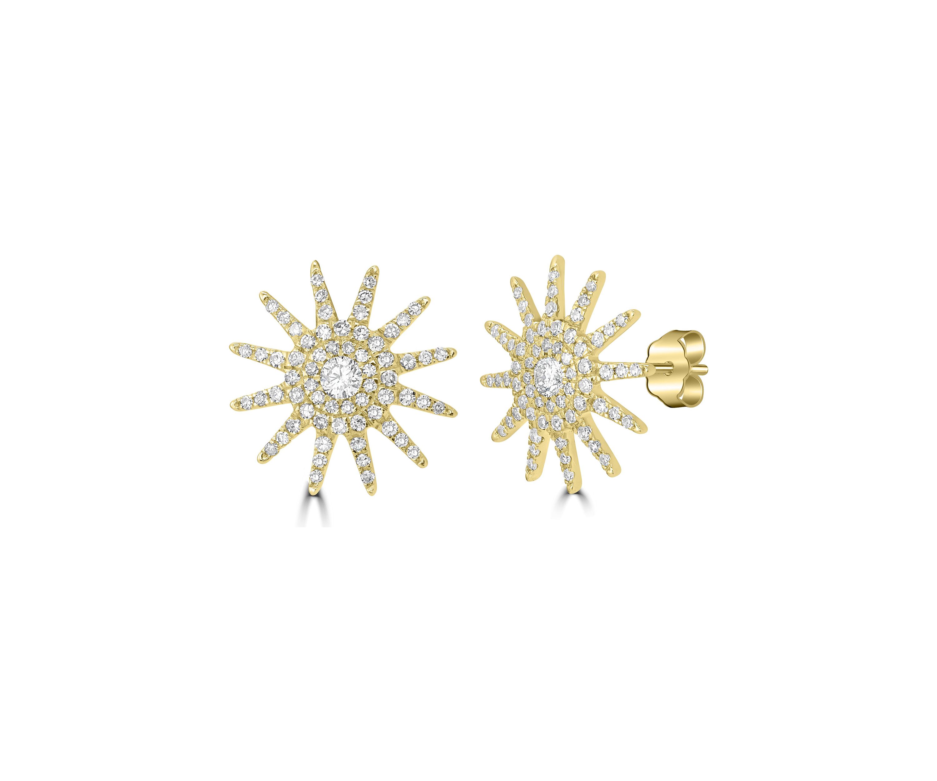 3/8 ct. t.w. Diamond Starburst Stud Earrings in 14K Yellow Gold