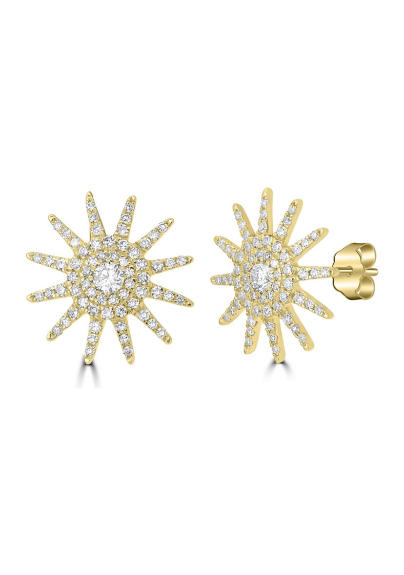 3/8 ct. t.w. Diamond Starburst Stud Earrings in 14K Yellow Gold