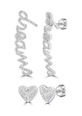 Belk & Co 1/3 Ct. T.w. Diamond Heart And Dream Mismatched Stud Earrings In 14K White Gold