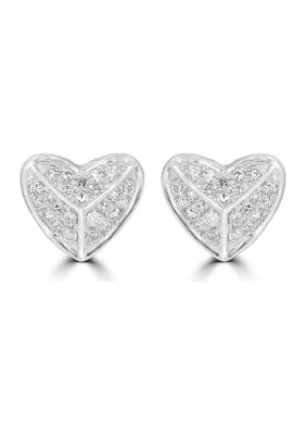 Belk & Co 1/6 Ct. T.w. Diamond Heart Stud Earrings In 14K White Gold