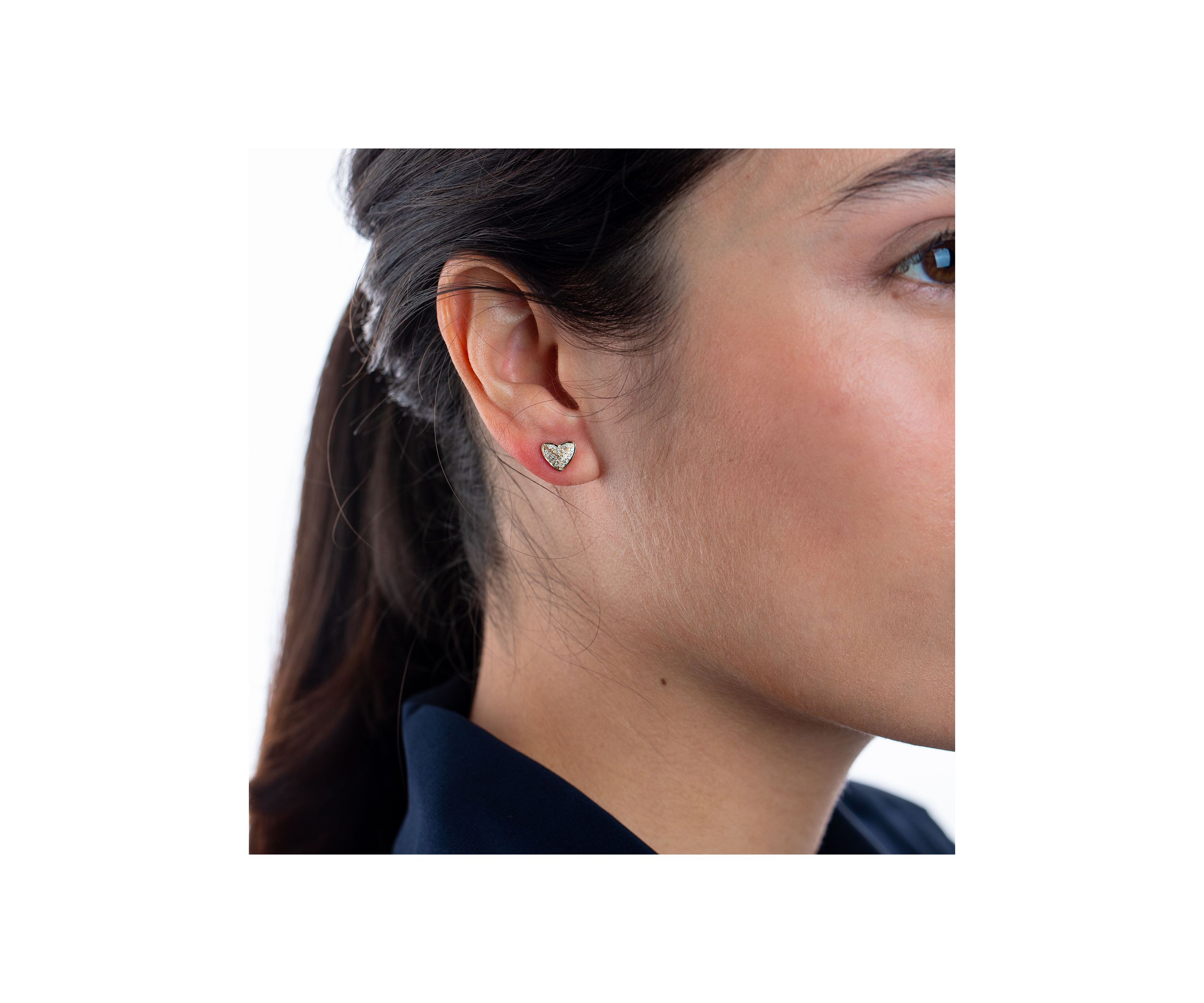 1/4 ct. t.w. Diamond Heart and "Peace" Mismatched Stud Earrings in 14K Yellow Gold