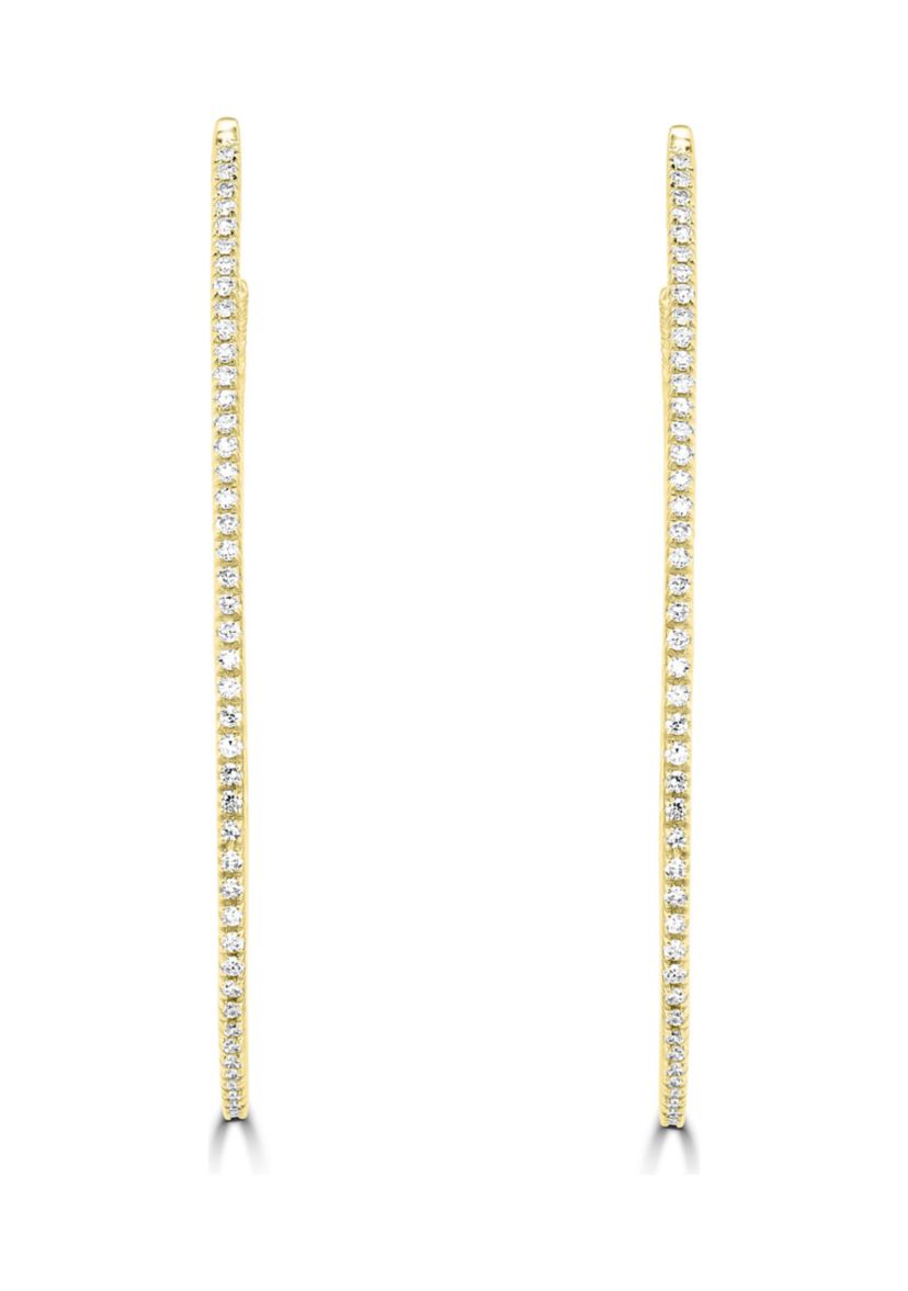 5/8 ct. t.w. Diamond 3/4 Hoop Earrings in 14K Yellow Gold