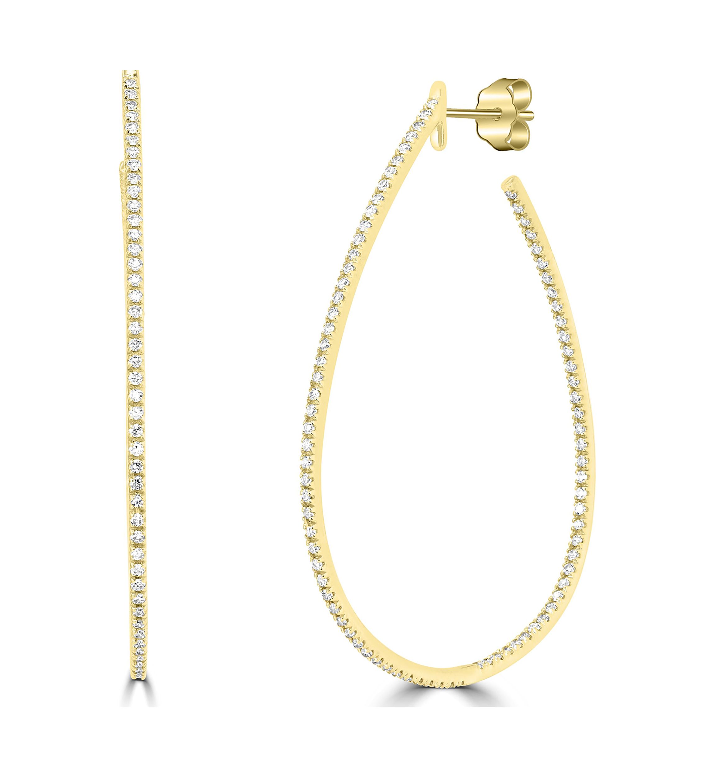 5/8 ct. t.w. Diamond 3/4 Hoop Earrings in 14K Yellow Gold