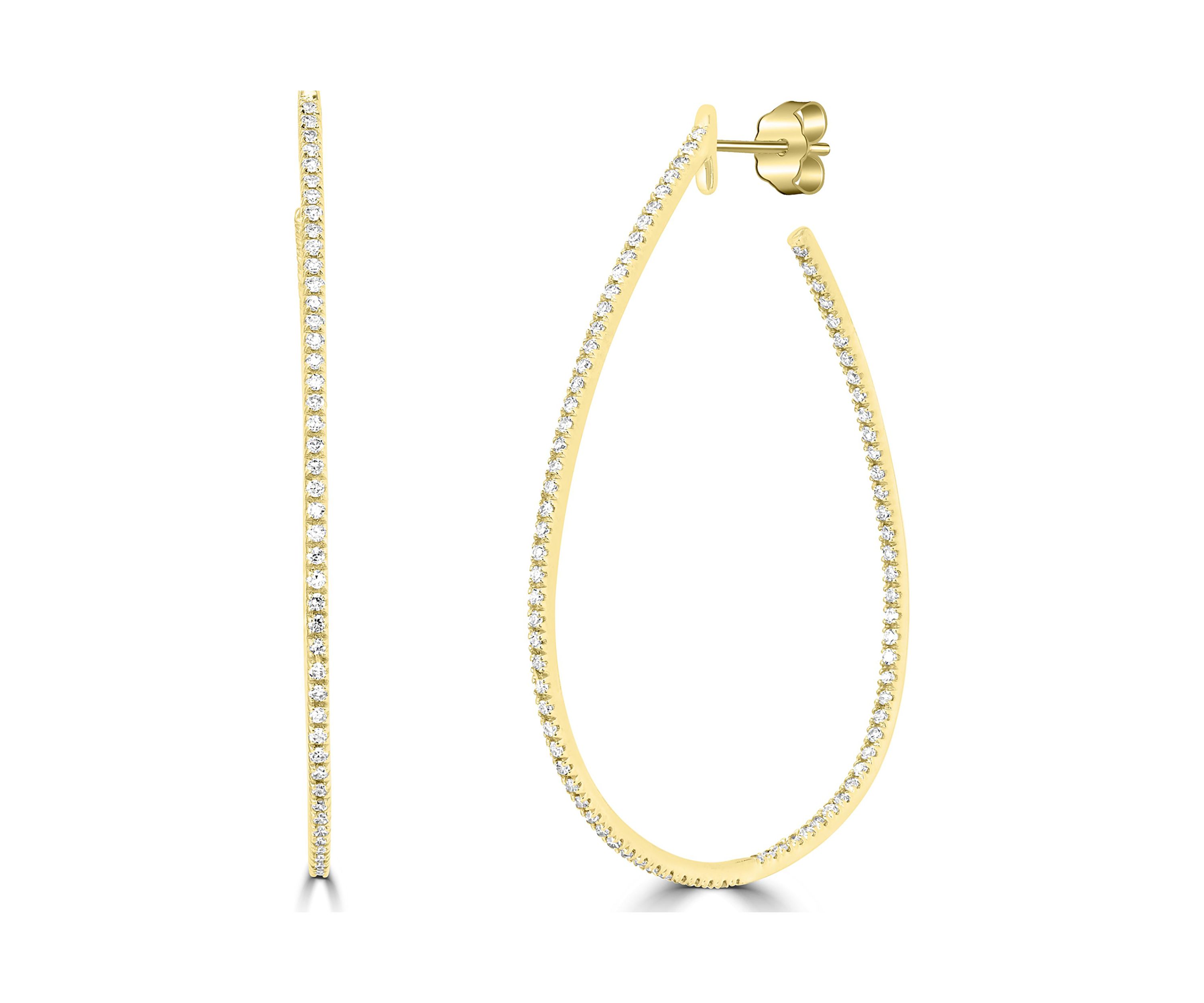 5/8 ct. t.w. Diamond 3/4 Hoop Earrings in 14K Yellow Gold