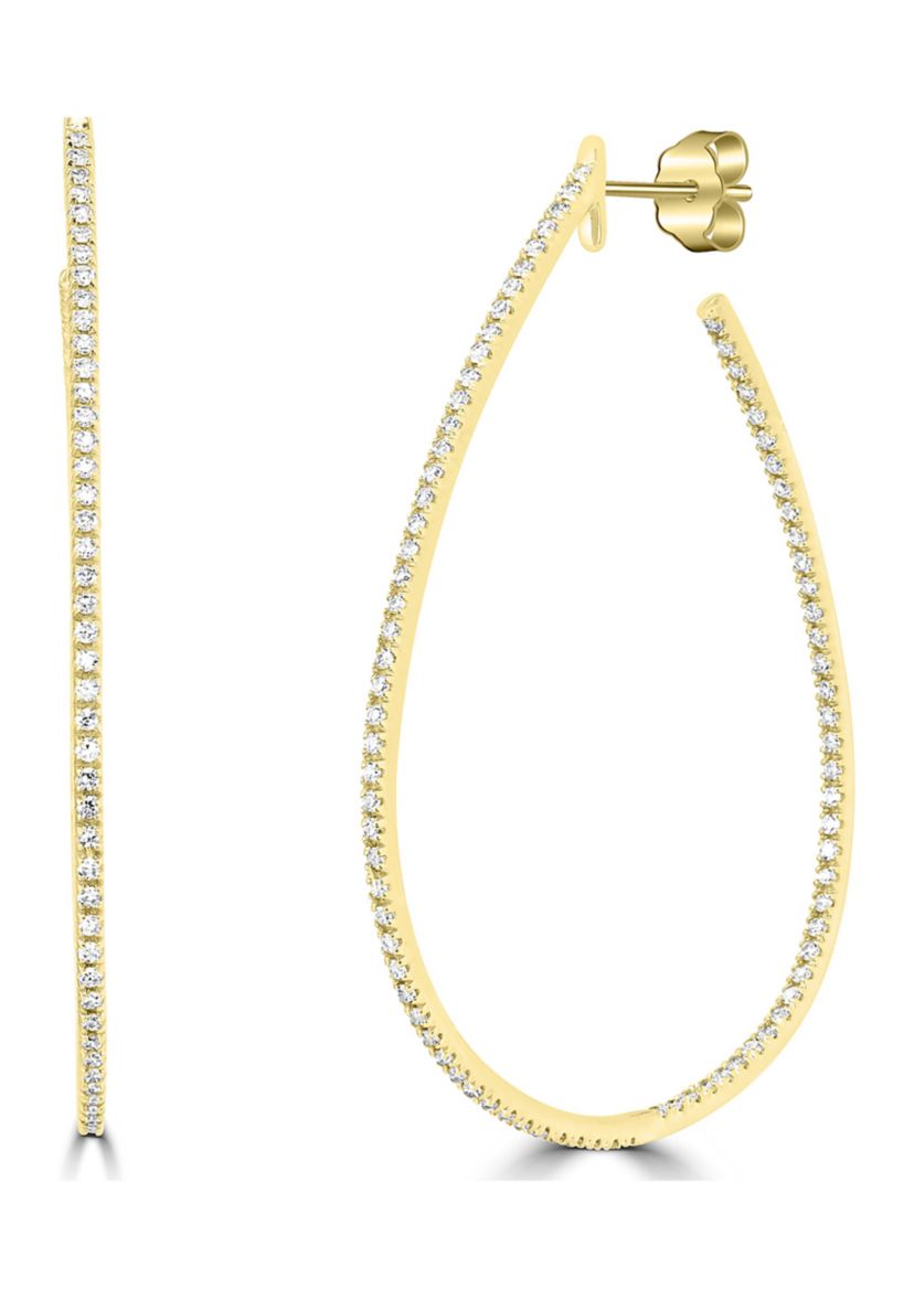 5/8 ct. t.w. Diamond 3/4 Hoop Earrings in 14K Yellow Gold