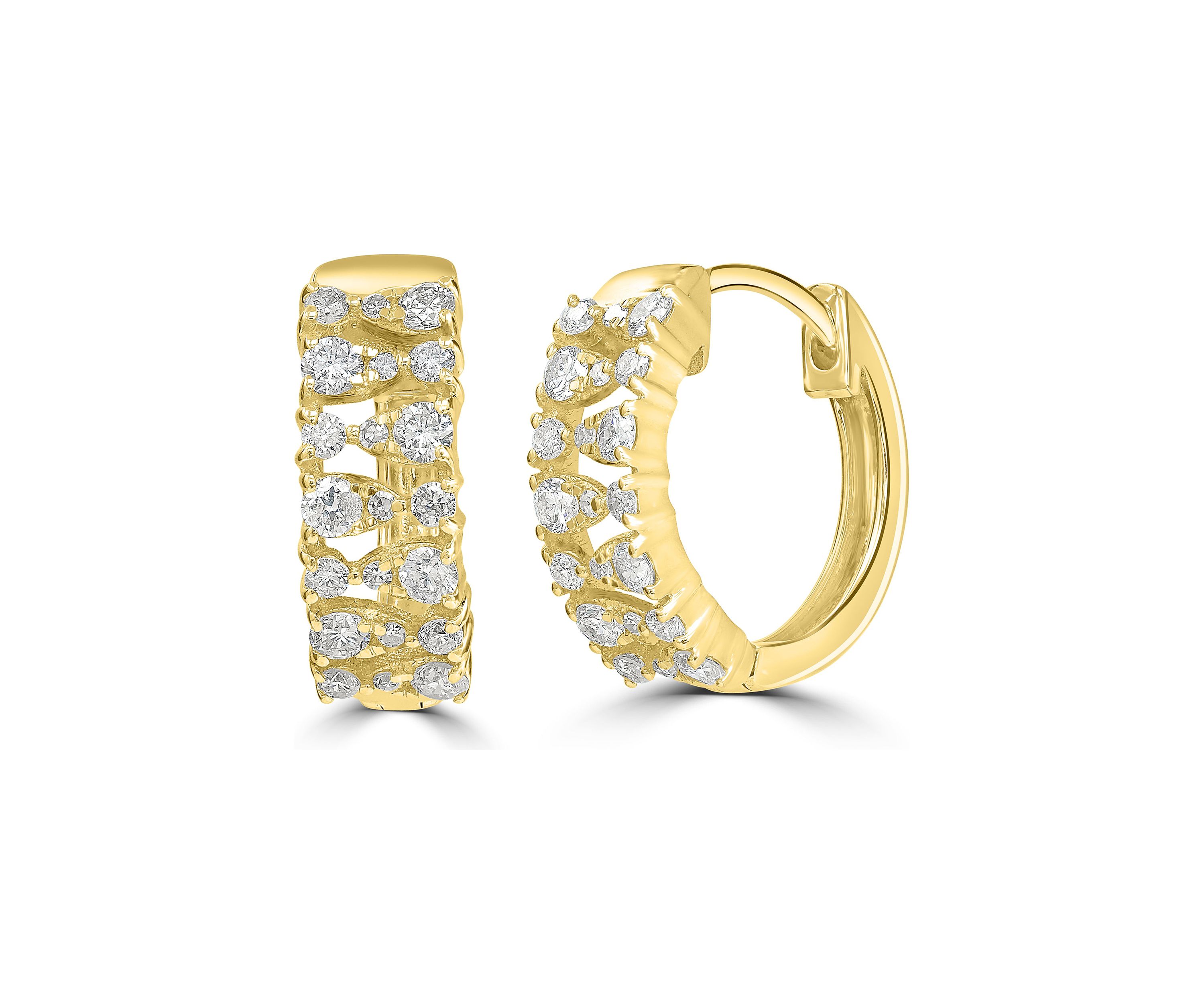 1/2 ct. t.w. Diamond Hoop Earrings in 14K Yellow Gold