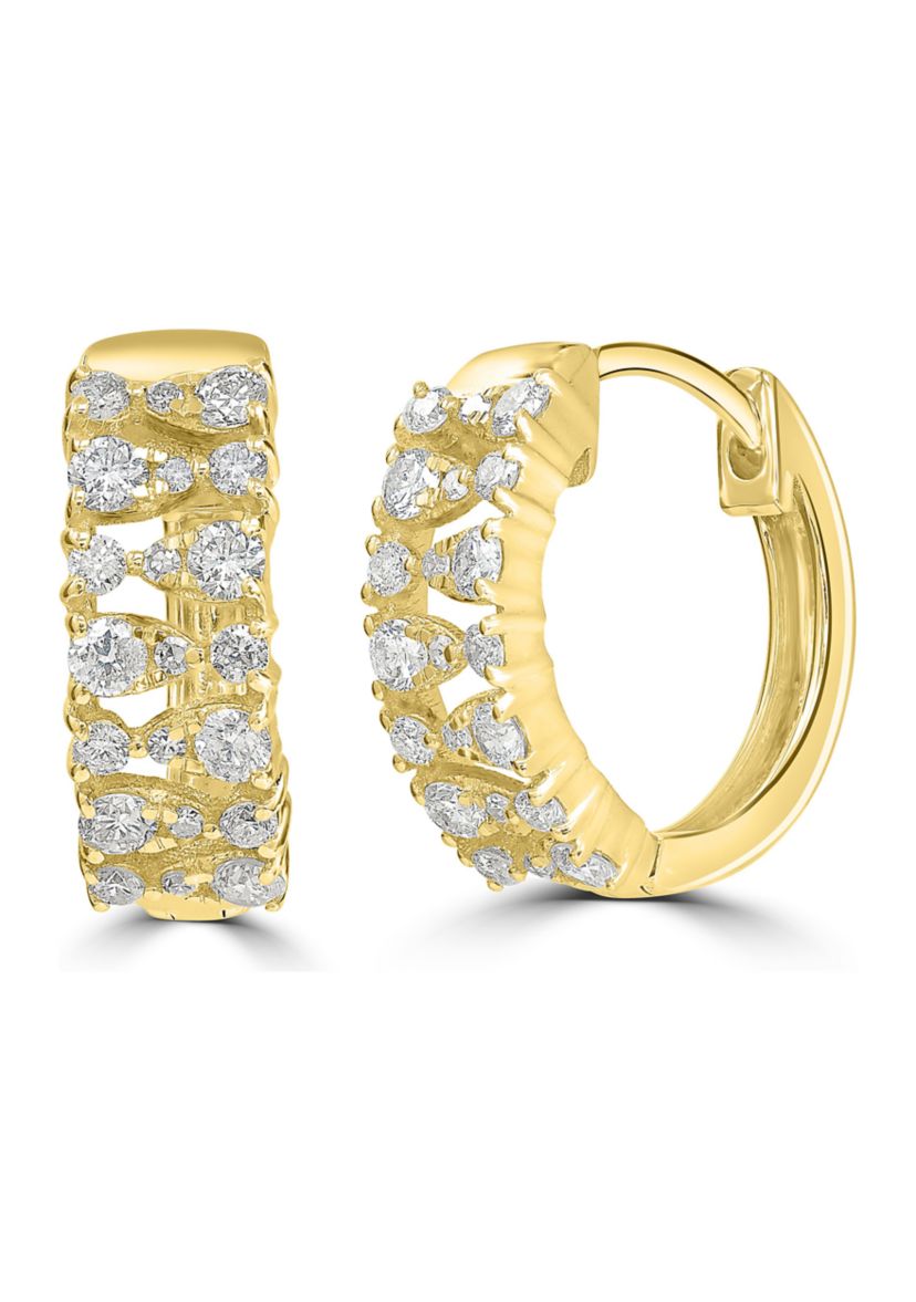 1/2 ct. t.w. Diamond Hoop Earrings in 14K Yellow Gold