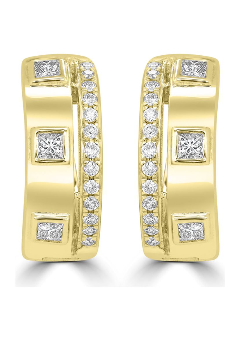 1/3 ct. t.w. Diamond Hoop Earrings in 14K Yellow Gold