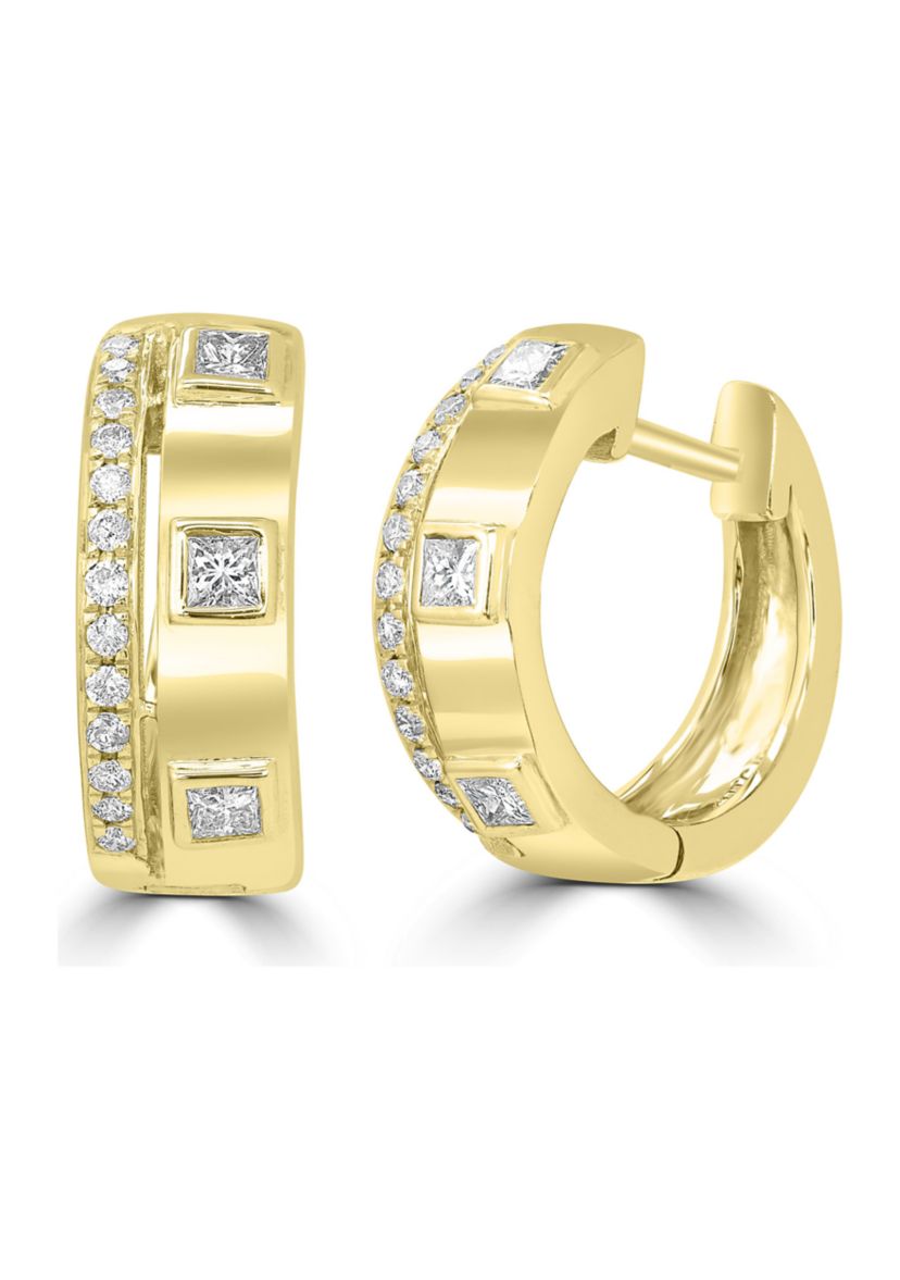 1/3 ct. t.w. Diamond Hoop Earrings in 14K Yellow Gold