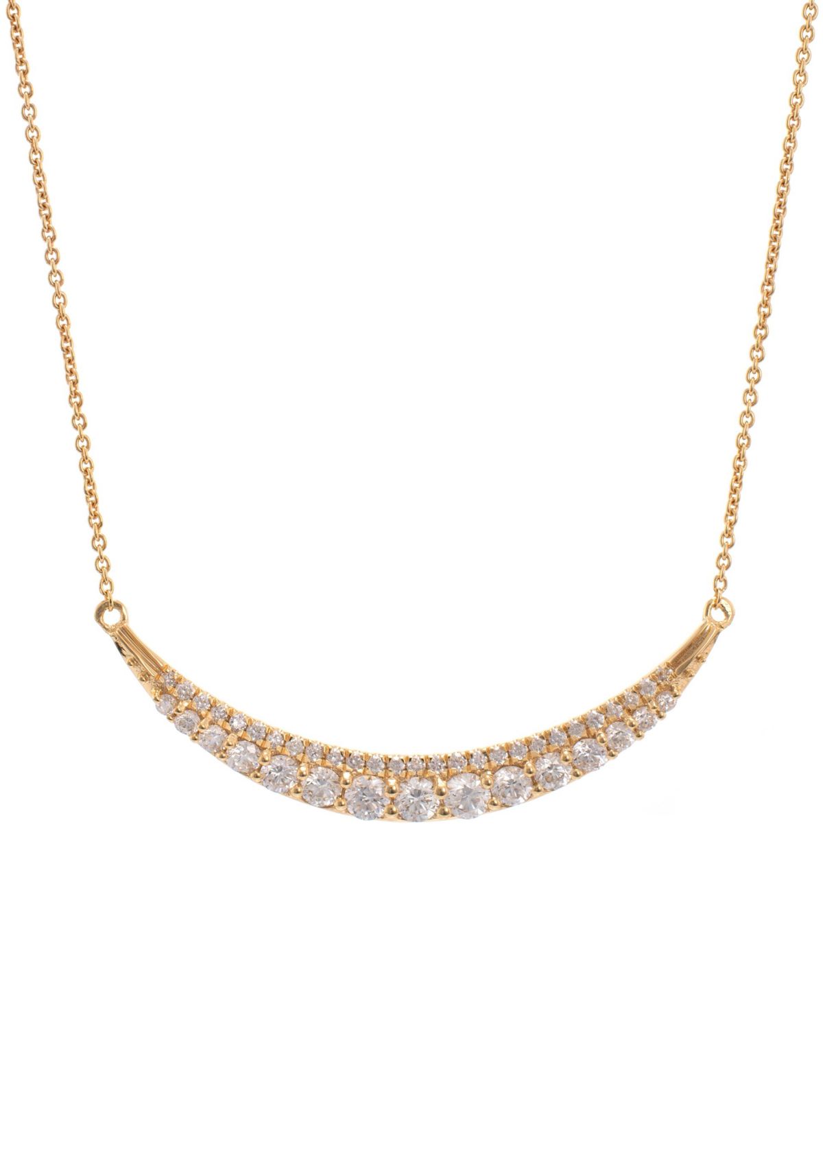 3/4 ct. t.w. Diamond Curved Bar Necklace in 14K Yellow Gold