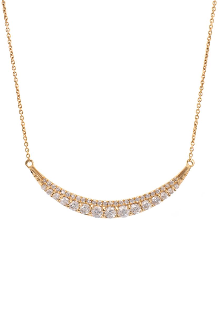 3/4 ct. t.w. Diamond Curved Bar Necklace in 14K Yellow Gold